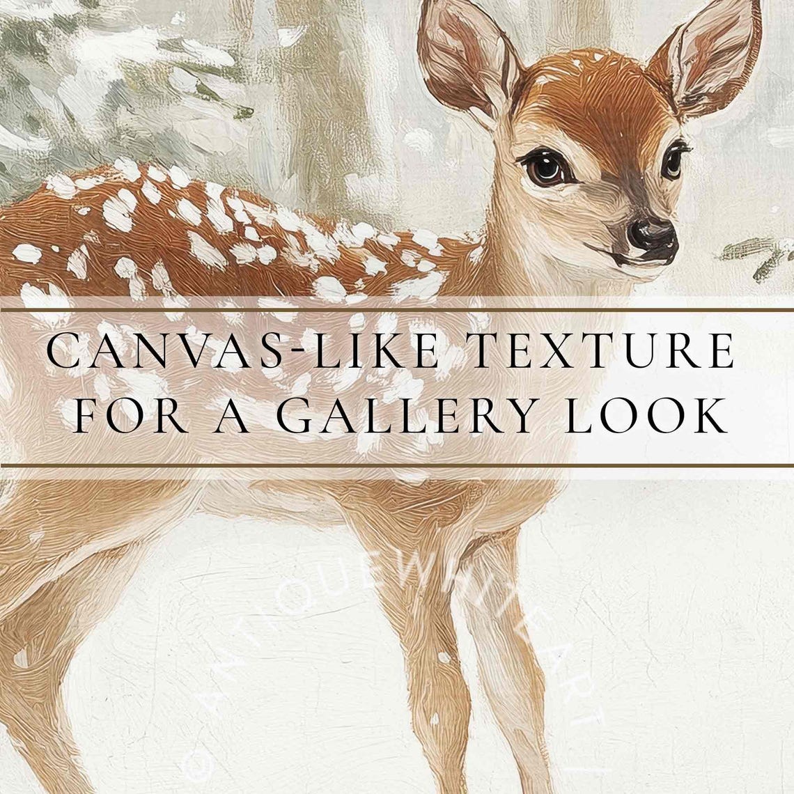 Baby Deer Fawn Standing In Snowy Pine Forest Winter Wall Art - Image 2