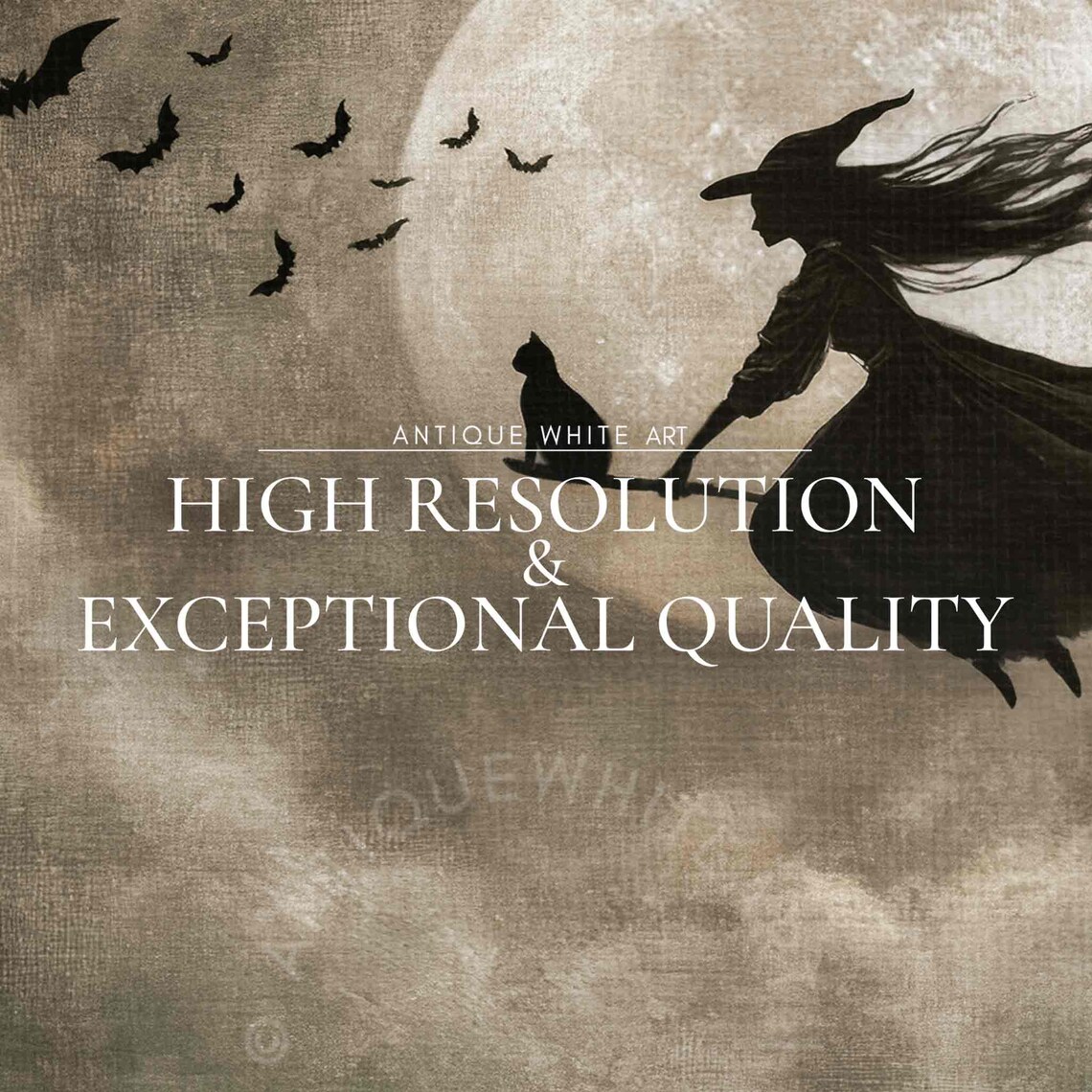 Halloween Witch On Broomstick Oil Painting Art Print - Image 3