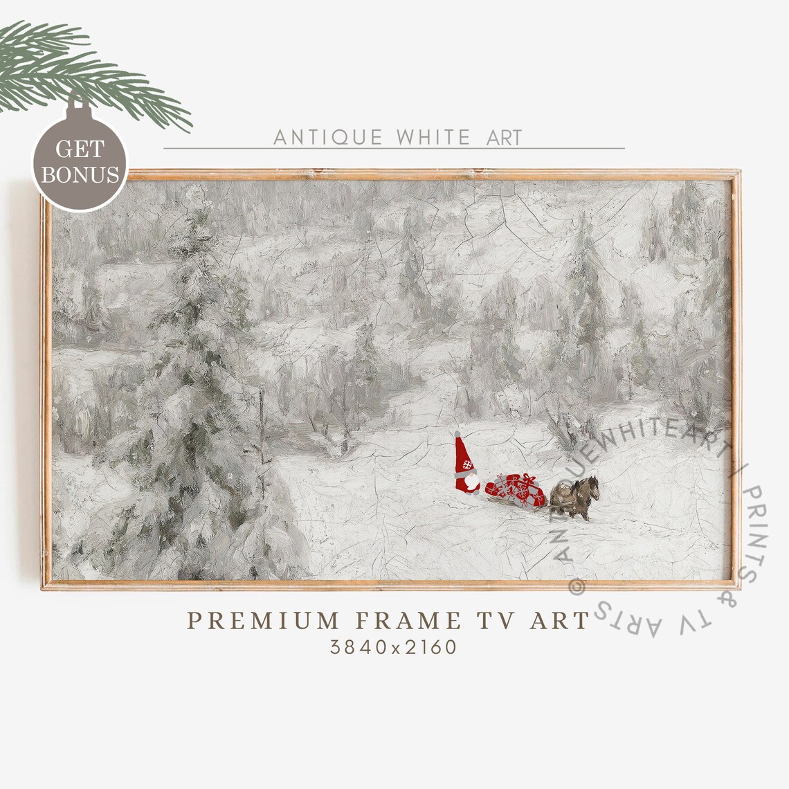 Vintage Winter Christmas Frame Tv Art Farmhouse Snowy Winter Landscape Art For Tv Cute Gnome The Frame Tv Art Tv210