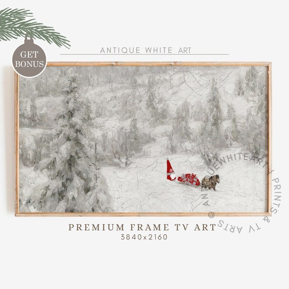 Vintage Winter Christmas Frame Tv Art Farmhouse Snowy Winter Landscape Art For Tv Cute Gnome The Frame Tv Art Tv210
