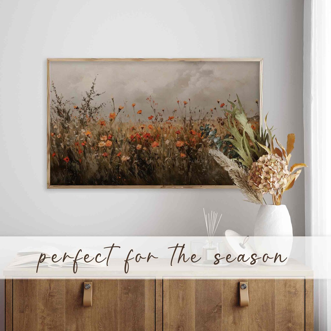 Fall Wildflowers Moody Art Print, Autumn Botanical - Image 2