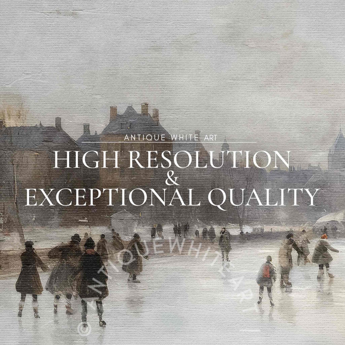 Victorian Ice Skaters Frozen Pond Vintage Winter Scene Travel Poster - Image 4