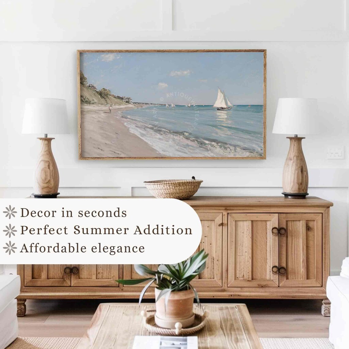 Coastal Sailboat Summer Seascape Art Print - Image 3