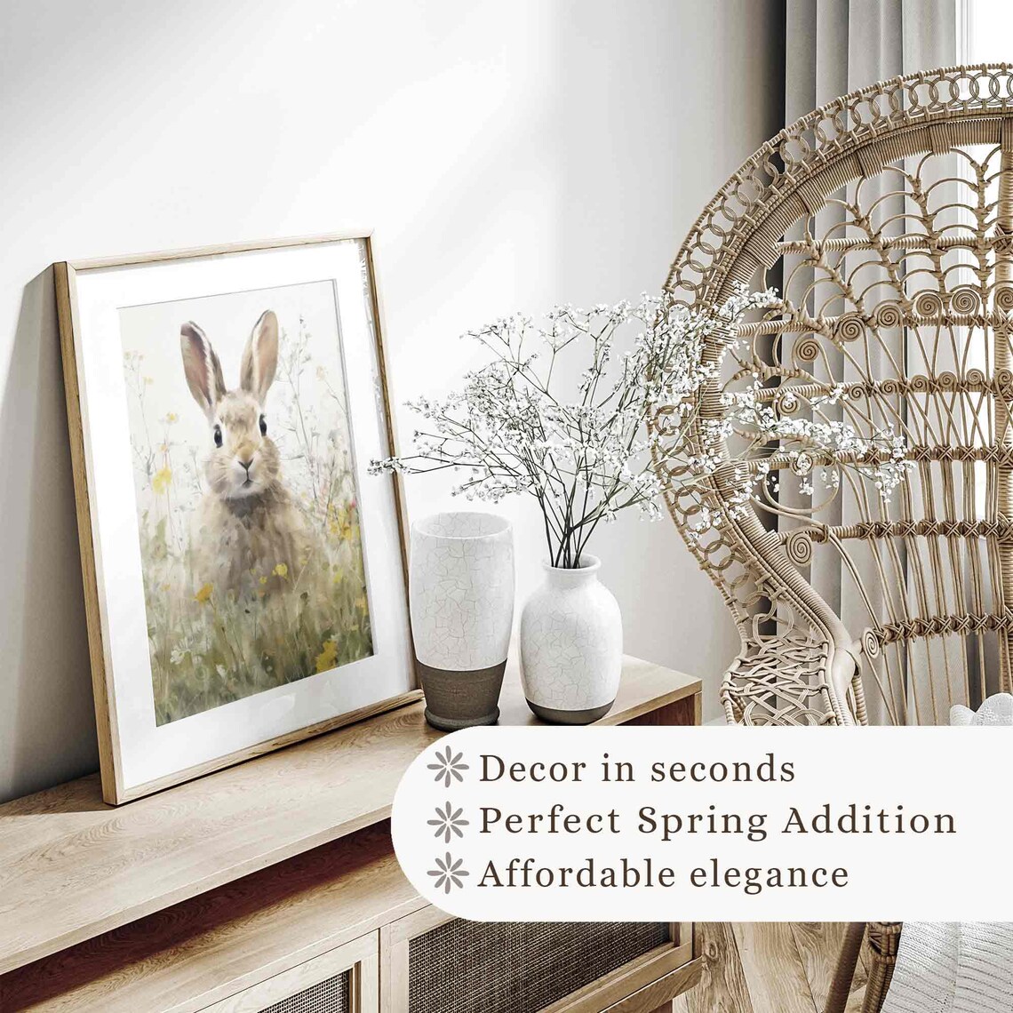 Easter Bunny Wildflowers Vintage Style Art Print - Image 4