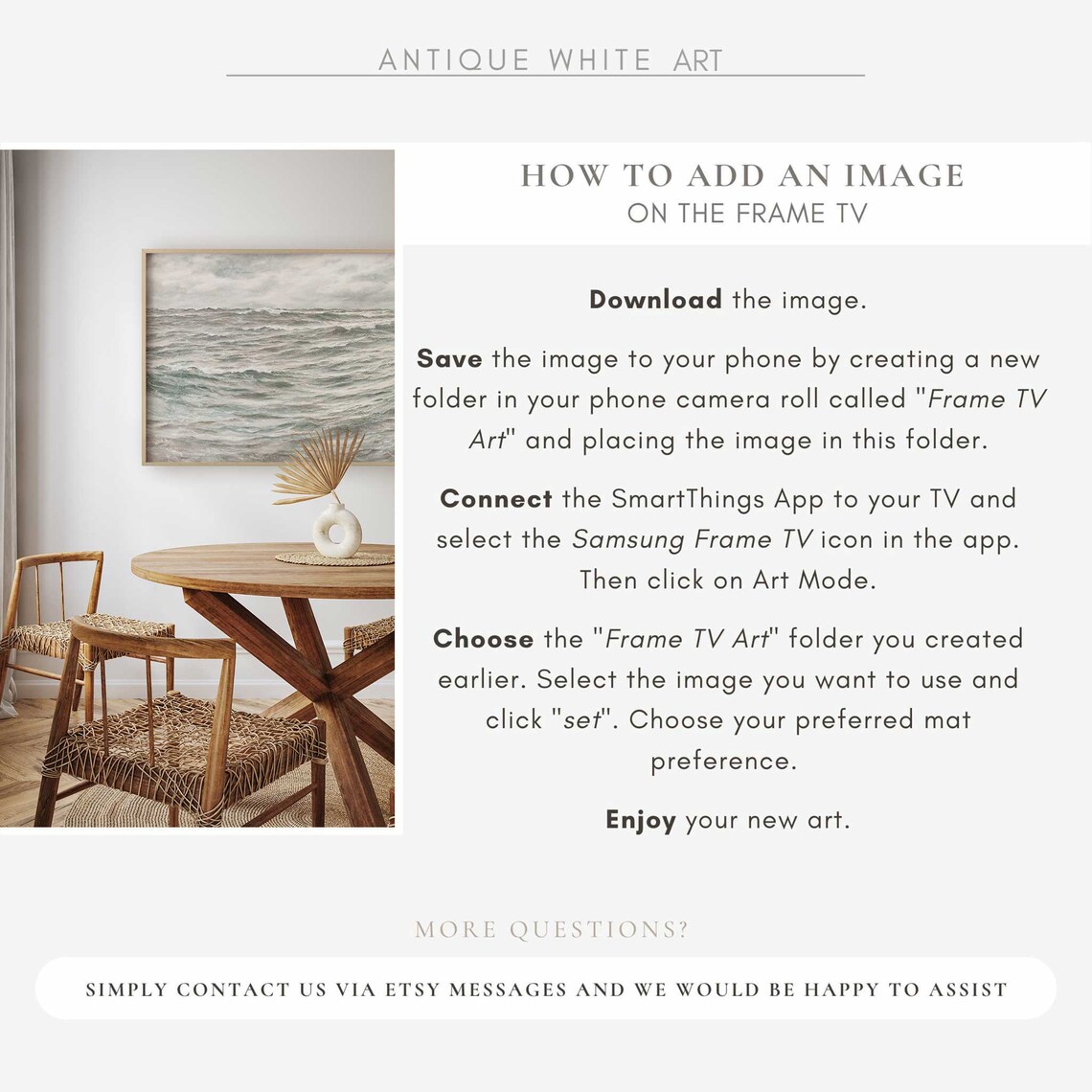 Ocean Frame TV Art, Neutral Vintage Seascape - Image 3