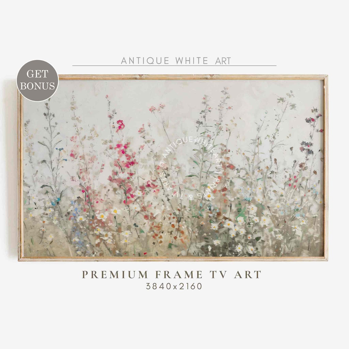 Frame Tv Art Wildflowers Art For Frametv Country Spring Flowers Neutral Tone Painting Farmhouse Tv Art Tv390