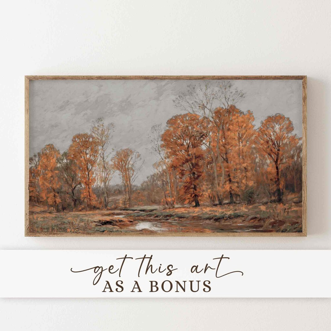 Pumpkins In Rows Across Autumn Field With Golden Trees Vintage Fall Poster - Image 2