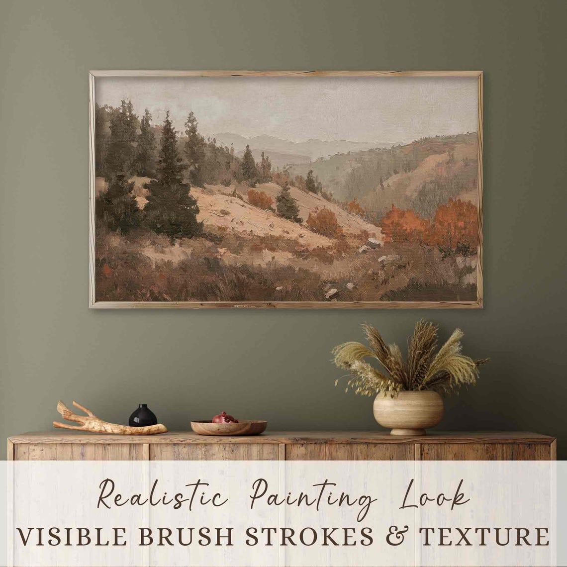 Rustic Autumn Hills Pines Fall Countryside Vintage Frame Tv Art Poster - Image 3