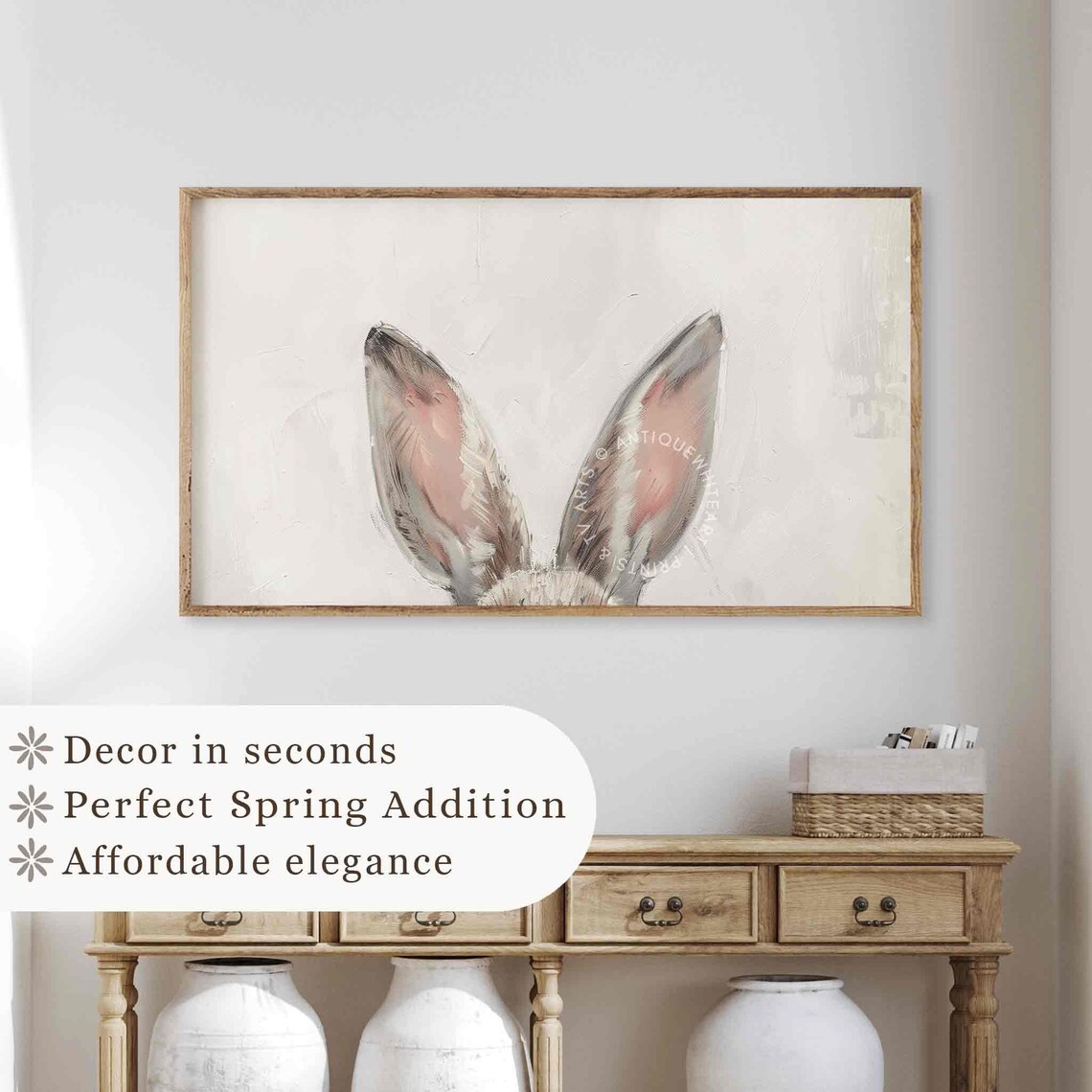 Easter Bunny Ears Oil Painting, Nursery Decor Art Print - Image 4