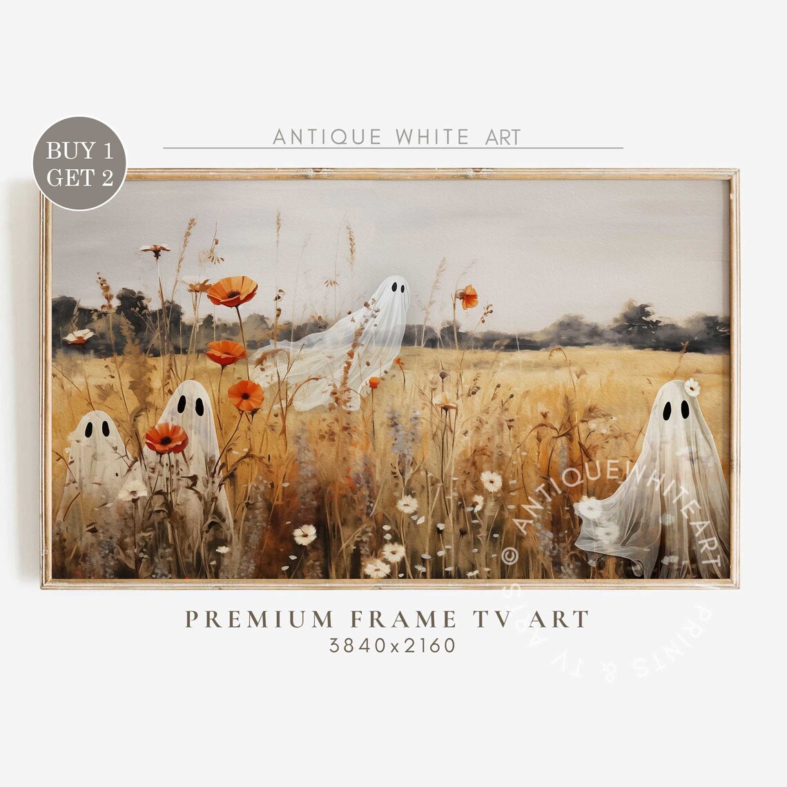 Halloween Wildflower Field Vintage Fall Landscape