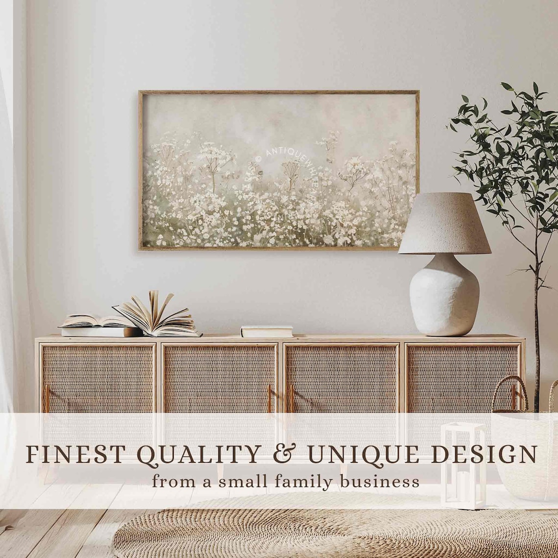 Neutral Floral Art Print, Beige Wildflowers - Image 3