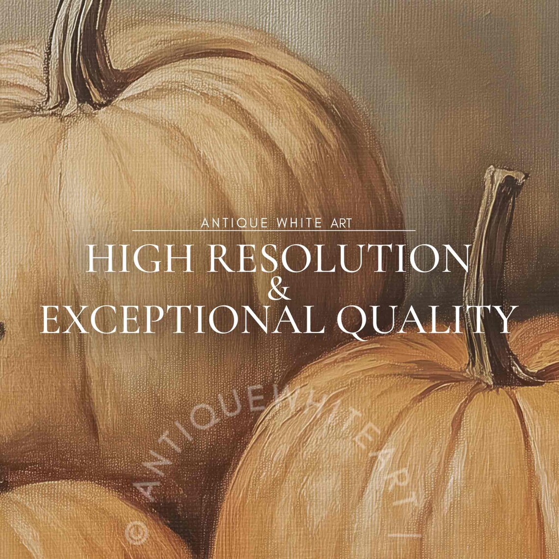 White And Orange Pumpkins Still Life Vintage Neutral Fall Harvest Art Poster - Image 4