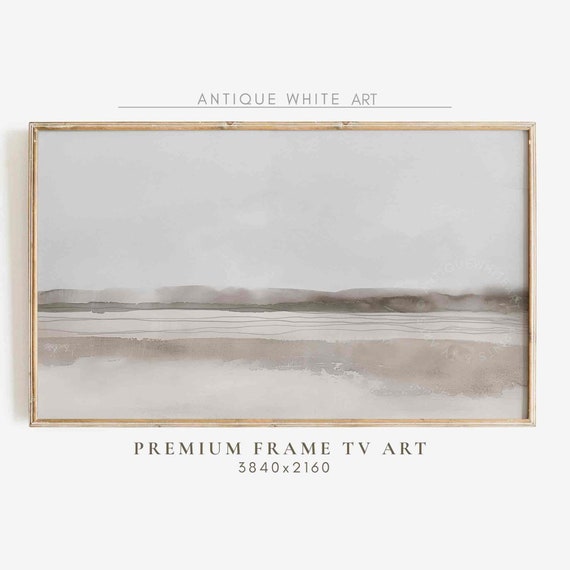 Minimal Frame Tv Art Abstract Landscape Muted Beige Tv Art Neutral Watercolor Brush Strokes Screensaver Tv339