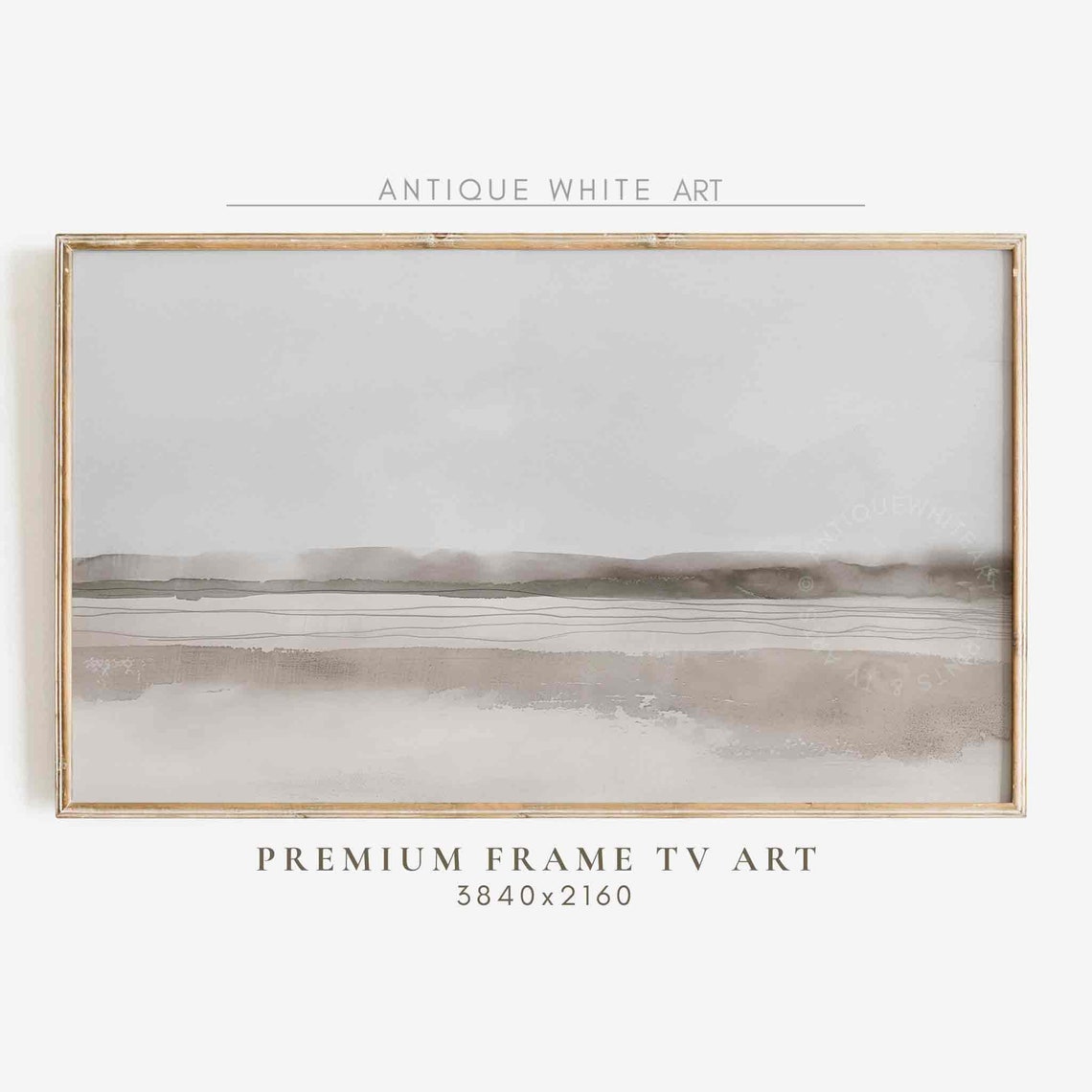 Minimal Neutral Beige Landscape Abstract Horizon Line Art TV Poster