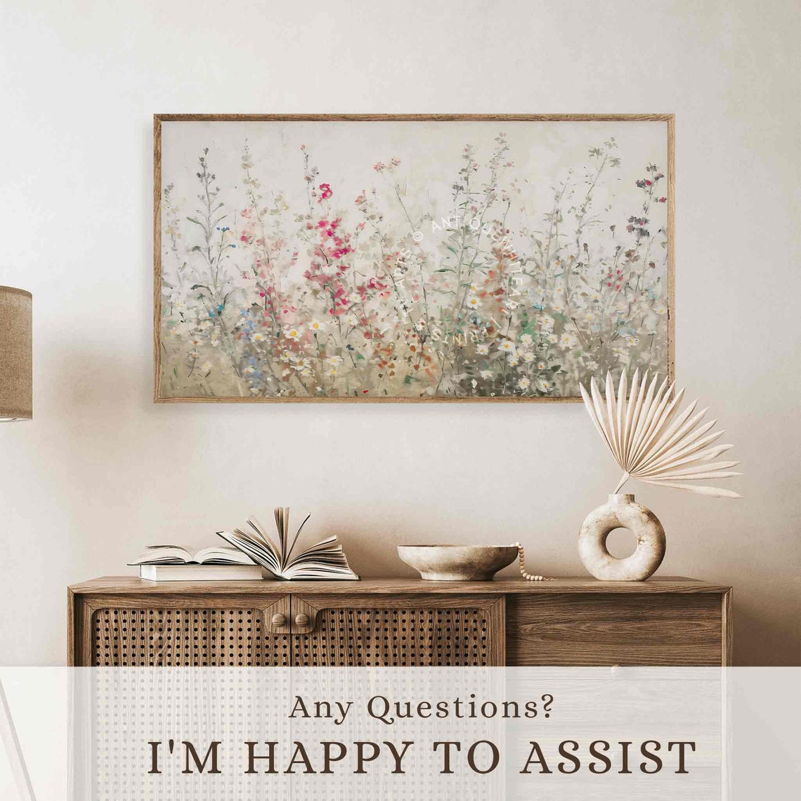 Frame Tv Art Wildflowers Art For Frametv Country Spring Flowers Neutral Tone Painting Farmhouse Tv Art Tv390 - Image 2