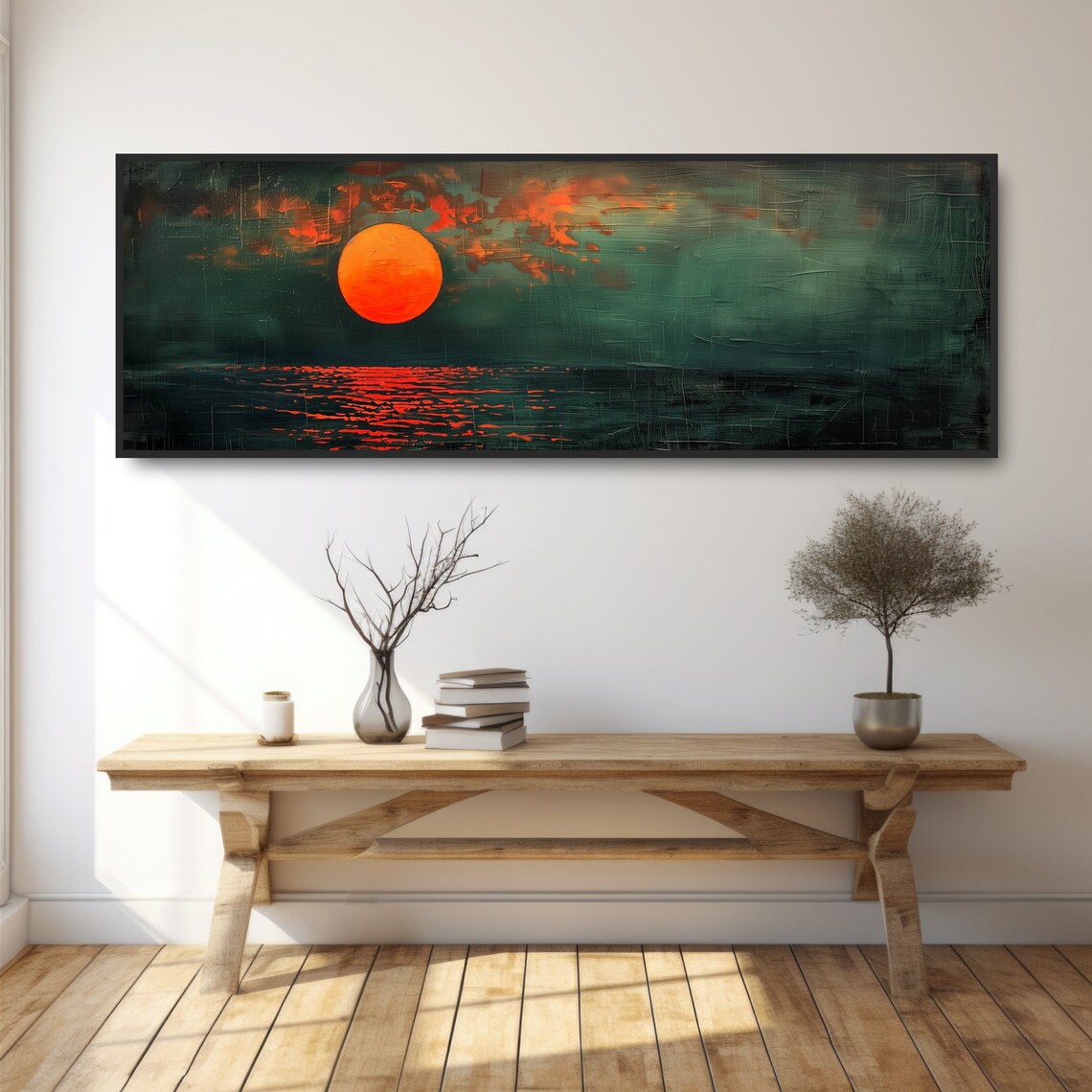 Vintage Sunset Over Ocean, Boho Sea Landscape - Image 2