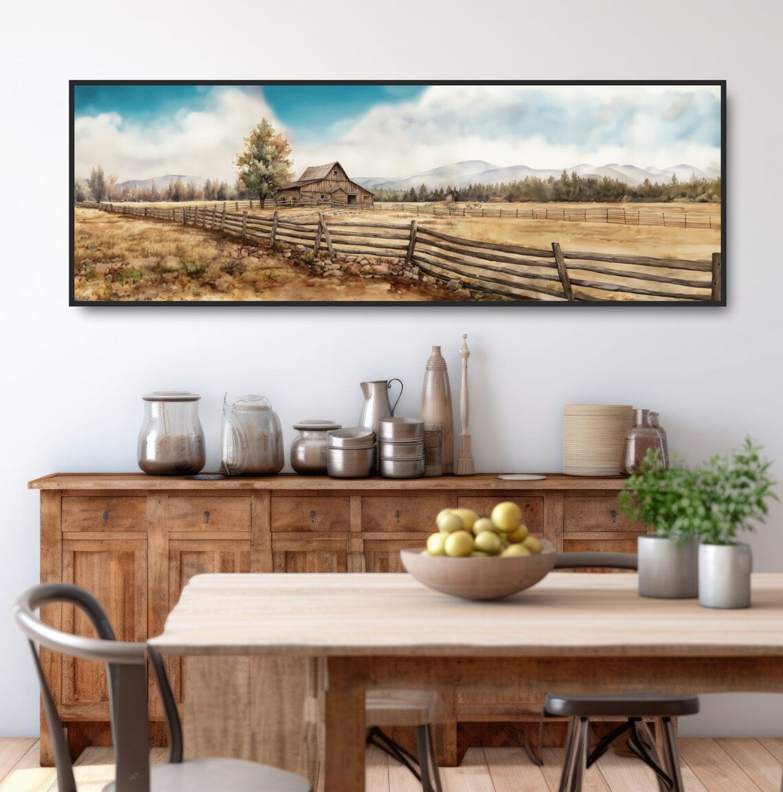 Farm Landscape Watercolor Art Print, Farmhouse Decor - Image 5