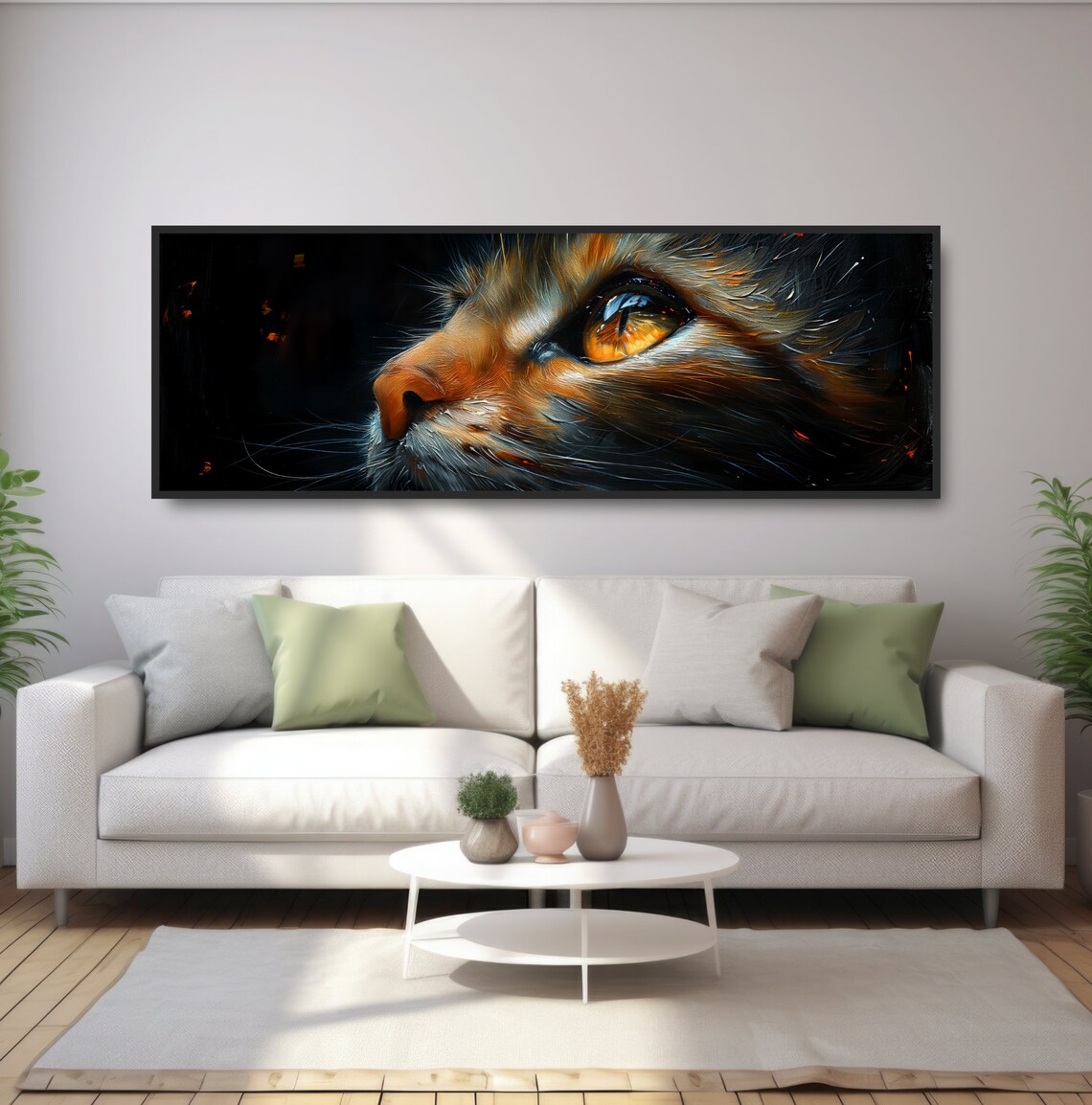 Orange Tabby Cat Eye Closeup Oil Painting Dramatic Feline Wall Art - Image 5