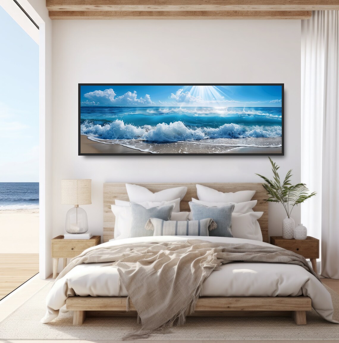 Beach Sun Rays Photograph, Ocean Shoreline Wall Art - Image 4