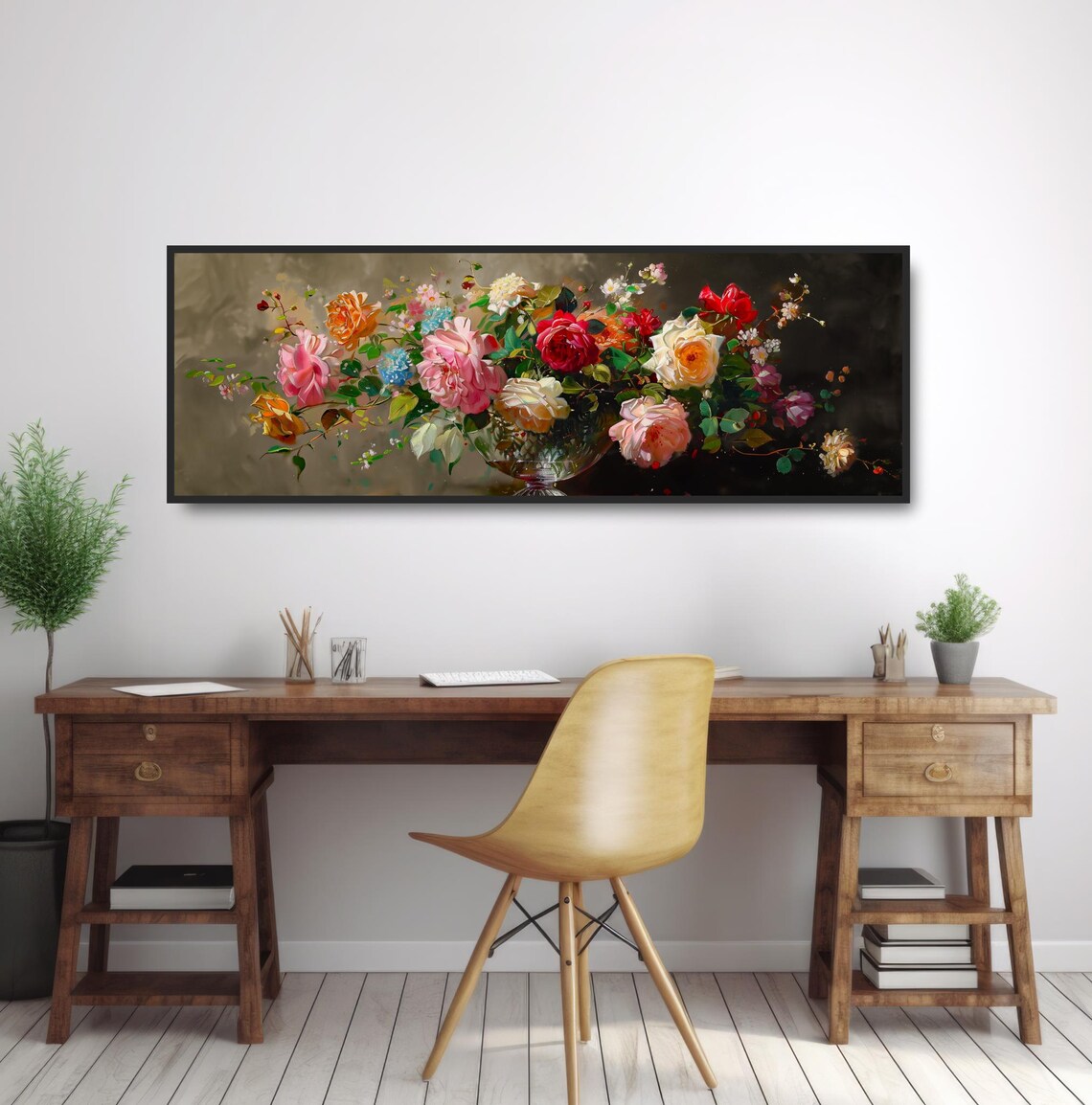 Colorful Flower Arrangement Oil Painting Art Print - Image 2