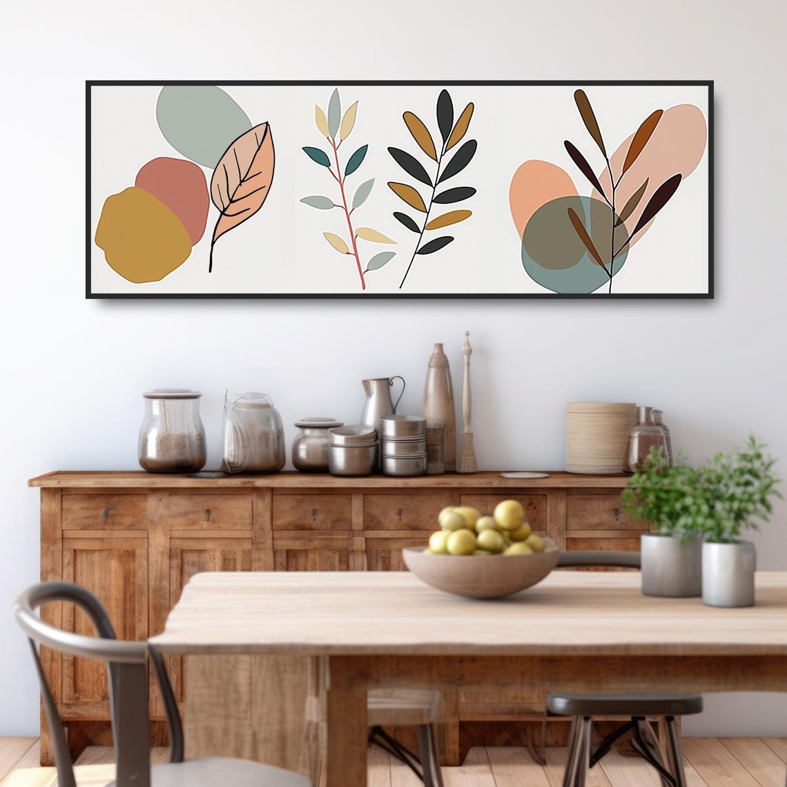 Abstract Botanical Leaves Branches Earthy Midcentury Modern Art Poster - Image 3