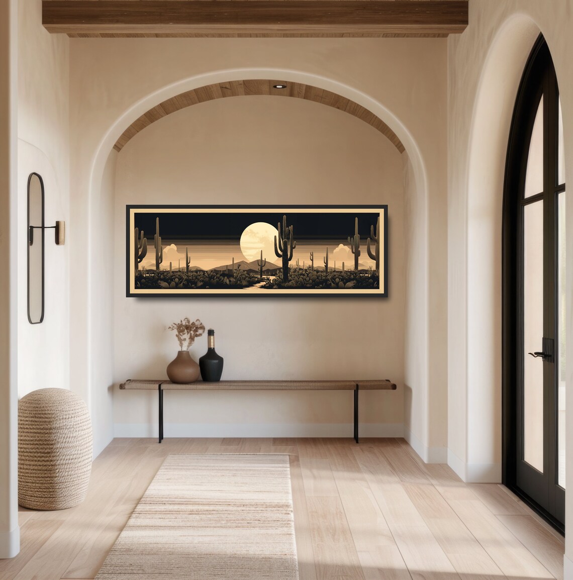 Western Cactus Full Moon, Boho Desert Art Print - Image 3