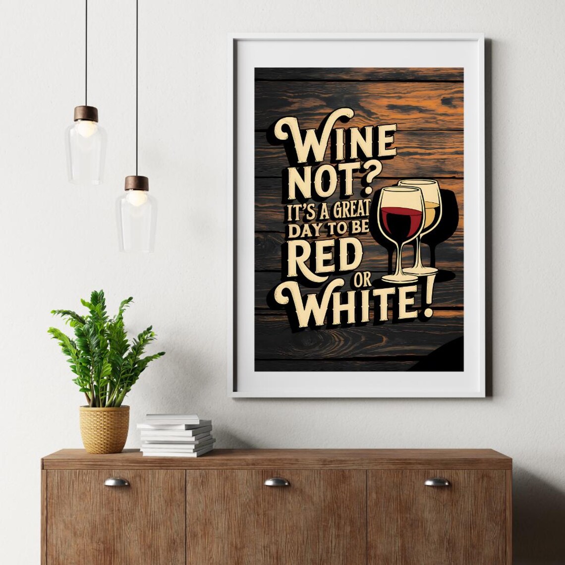 Wine Not Red or White Funny Quote Poster with Wine Glasses Art - Image 6