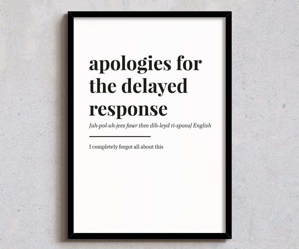 Apologies For The Delayed Response Funny Office Definition Wall Art