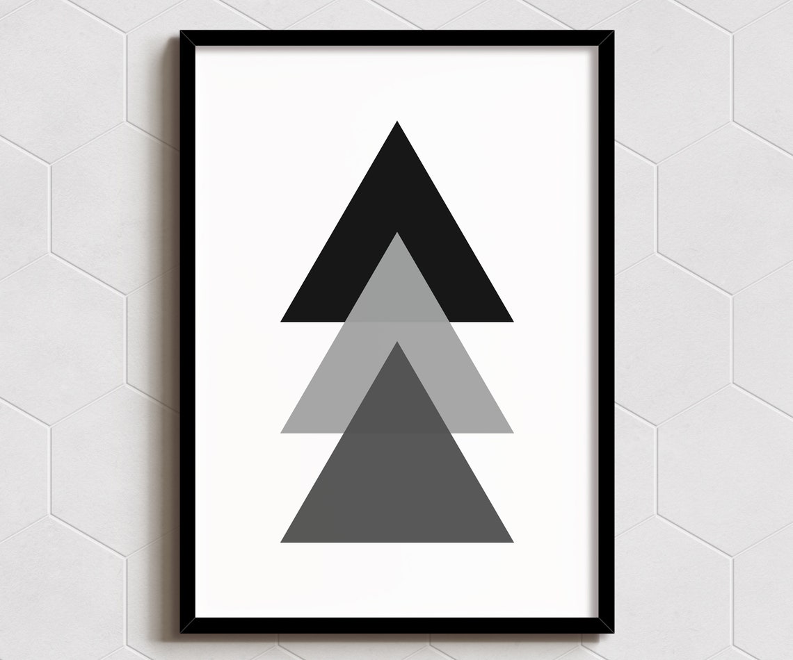 Abstract Gray Triangle Geometric Minimalist Modern Art Poster