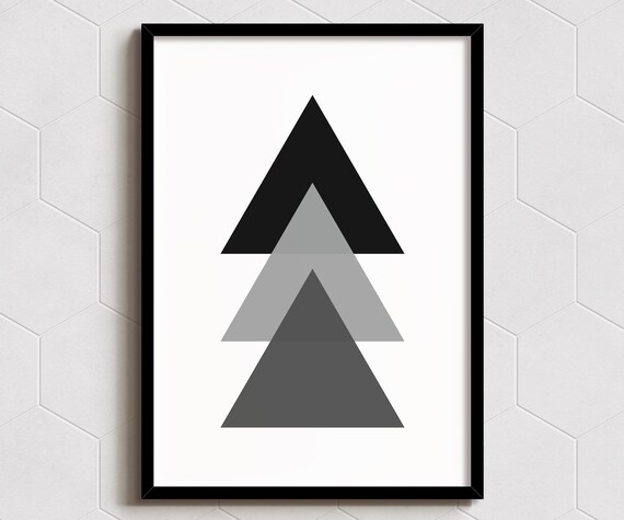 Abstract Gray Triangle Geometric Minimalist Modern Art Poster
