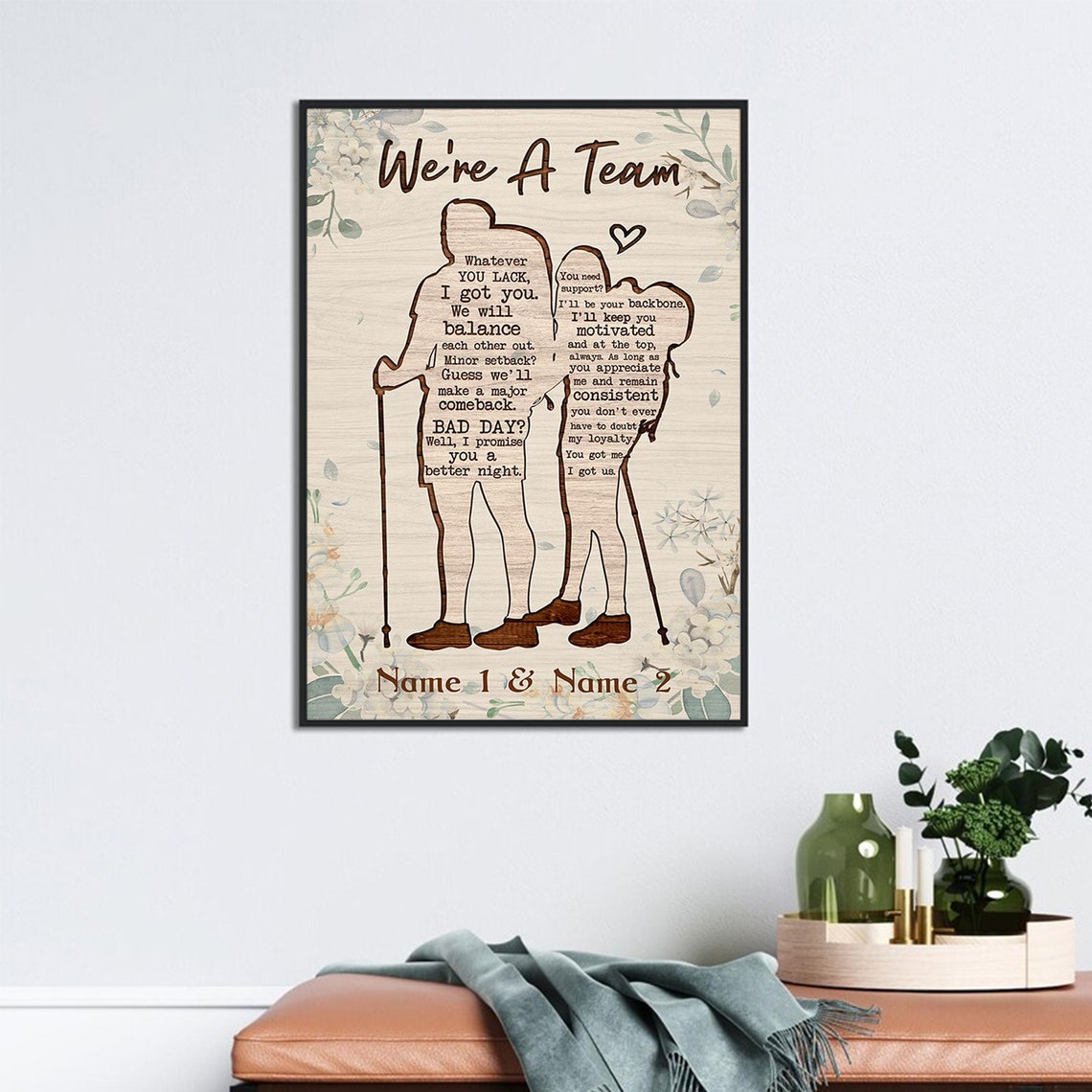 We're A Team Personalized Custom Vintage Couple Hiking Partners Poster - Image 3