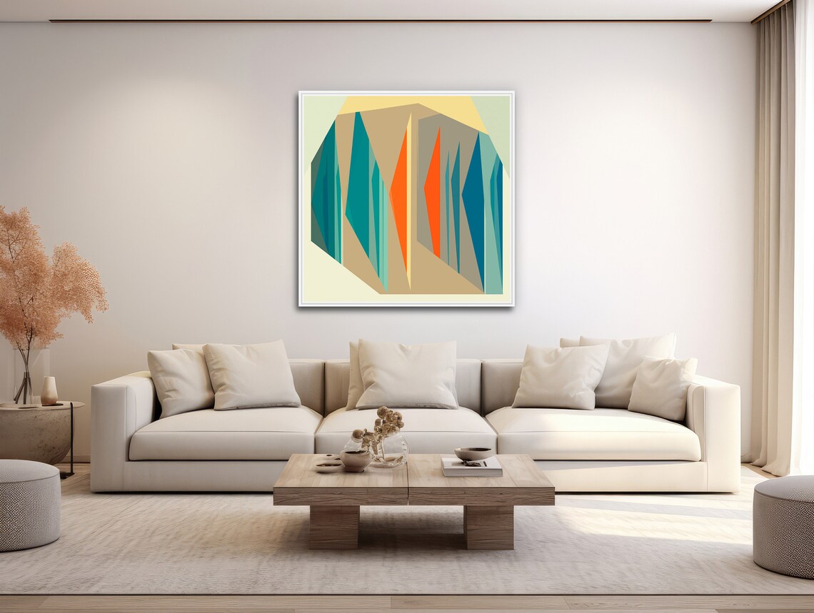 Mid-Century Modern Geometric Square Art Print - Image 3