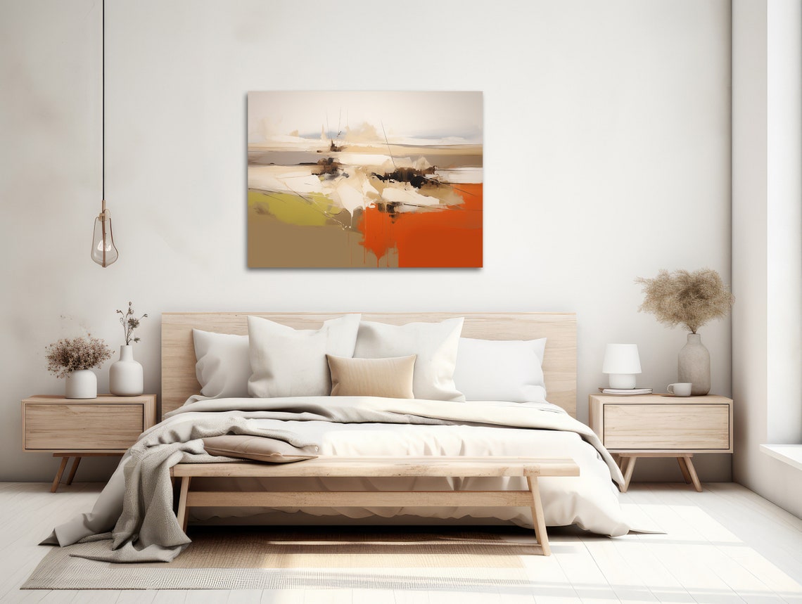 Abstract Desert Landscape Beige Orange Minimal Modern Art Poster - Image 2