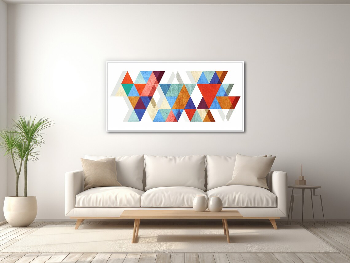 Mid-Century Abstract Geometry Panoramic Wall Art Print - Image 3