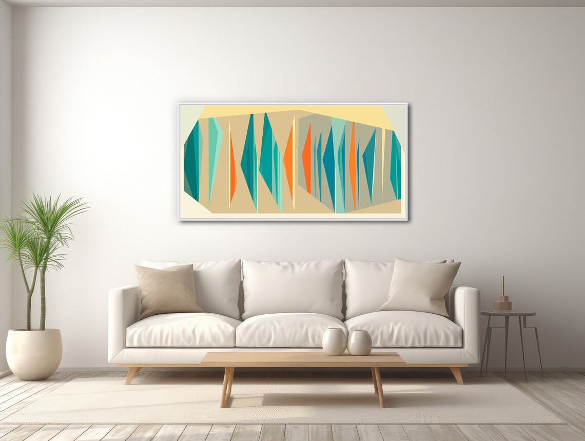 Mid Century Geometric Abstract Art Print, Panoramic - Image 3