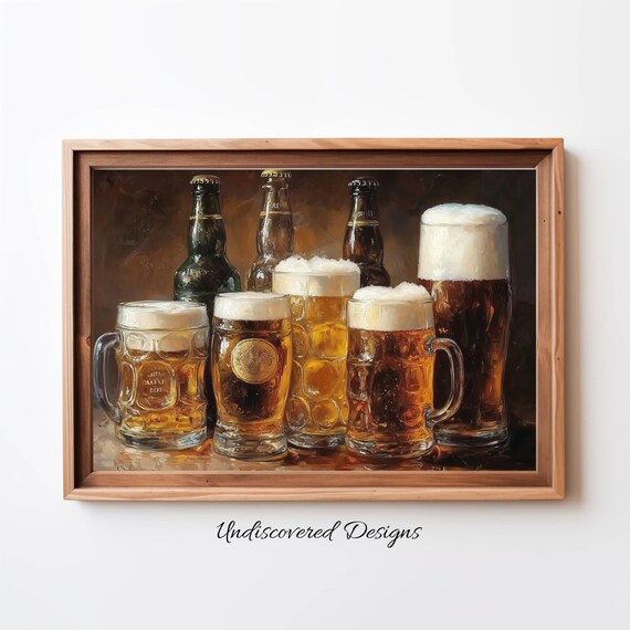 Beer In Mugs Bottles Saint Patricks Day Art Decor For Home