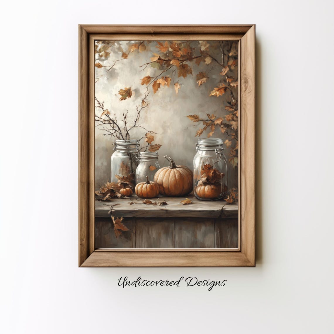 Autumn Kitchen Still Life Pumpkins And Mason Jars Painting Poster