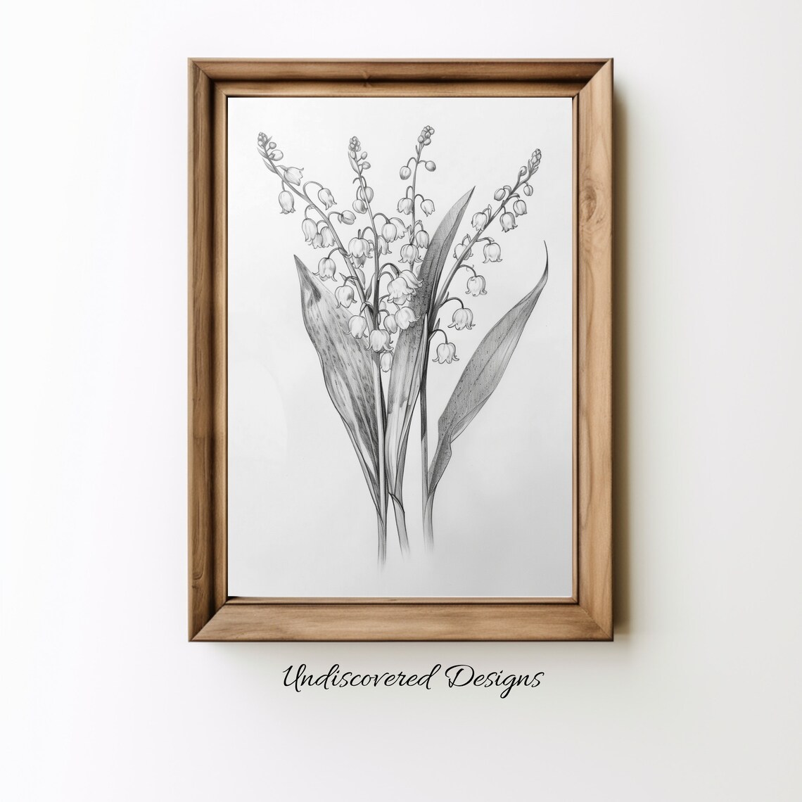Lily of the Valley Bells Vintage Pencil Sketch Botanical Flower Poster