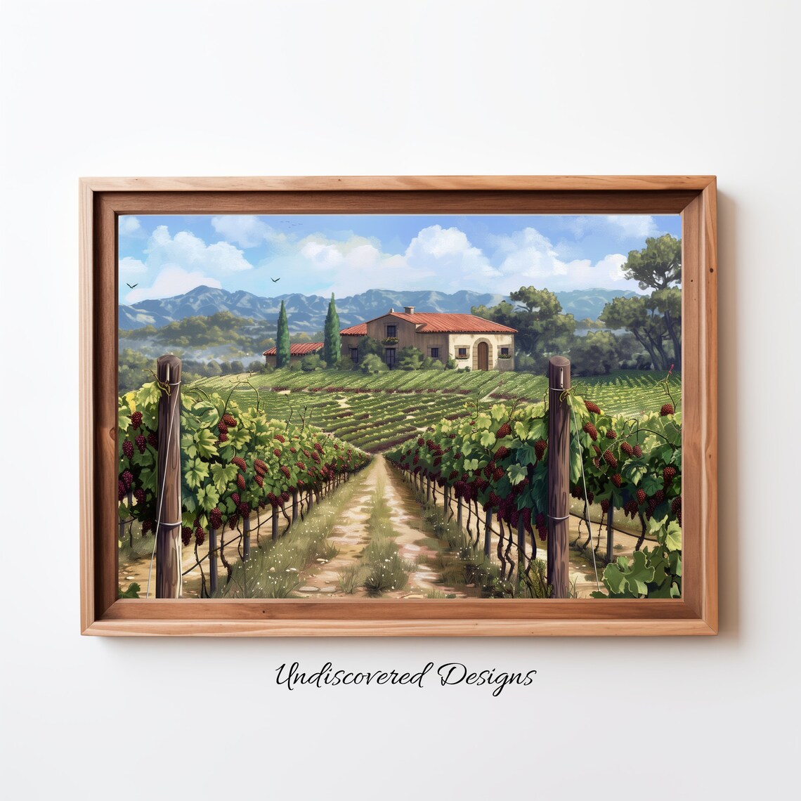 Vineyard Estate Villa Vintage Italian Landscape Oil Painting Poster