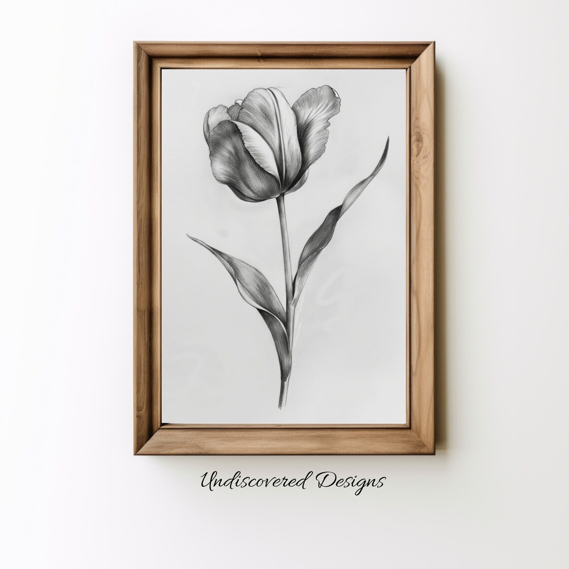 Tulip Botanical Sketch Black And White Vintage Floral Art Print