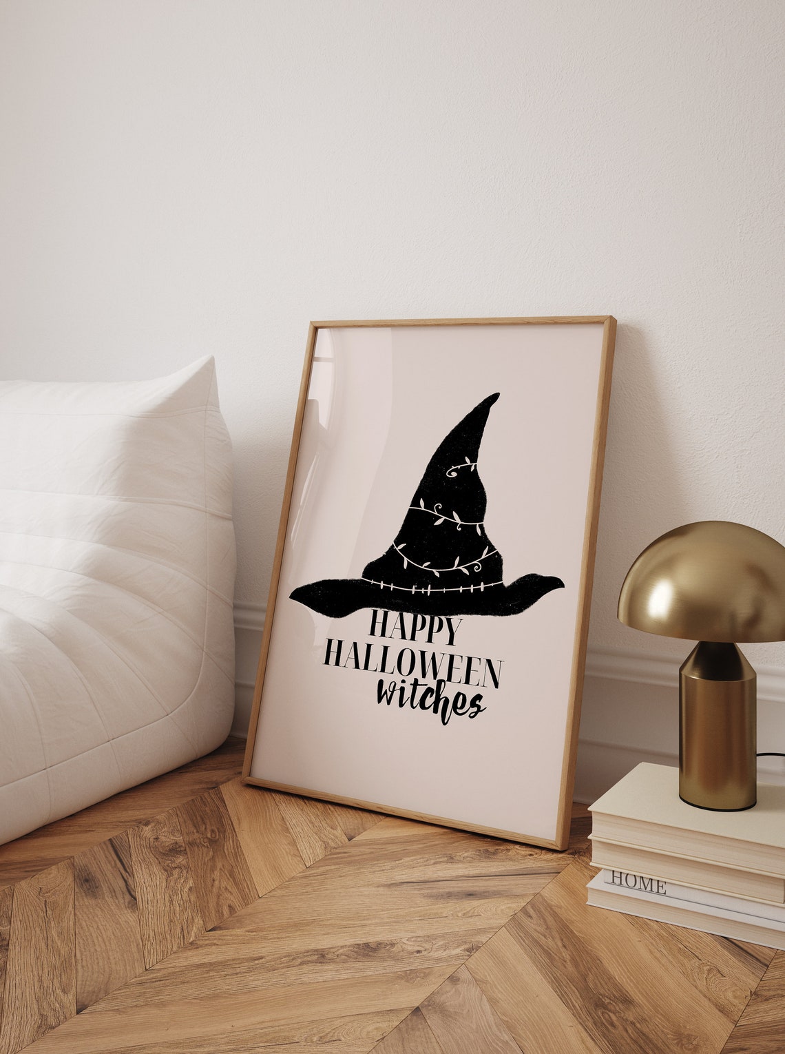 Happy Halloween Witches Witch Hat Black and White Quote Poster - Image 4