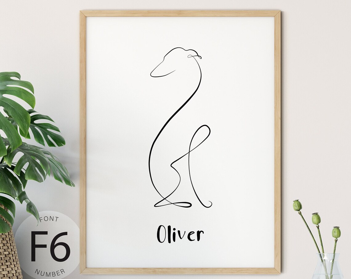 Greyhound Customizable Line Art Poster, Dog Lover