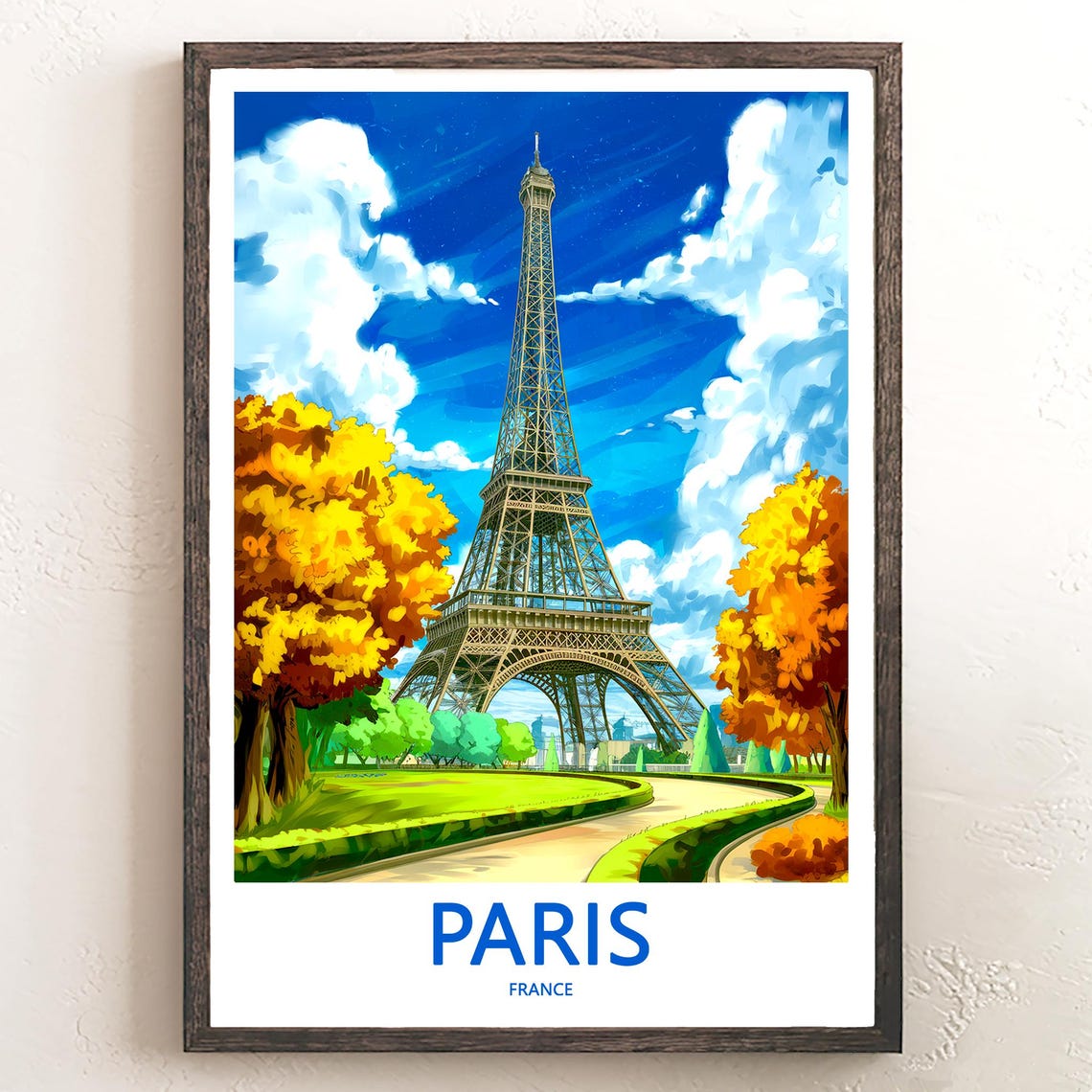 Eiffel Tower Framed by Golden Autumn Trees in a Paris Park Poster