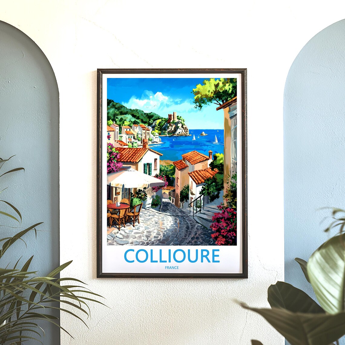 Collioure France Painted Harbor Street Artistic Travel Poster - Image 3
