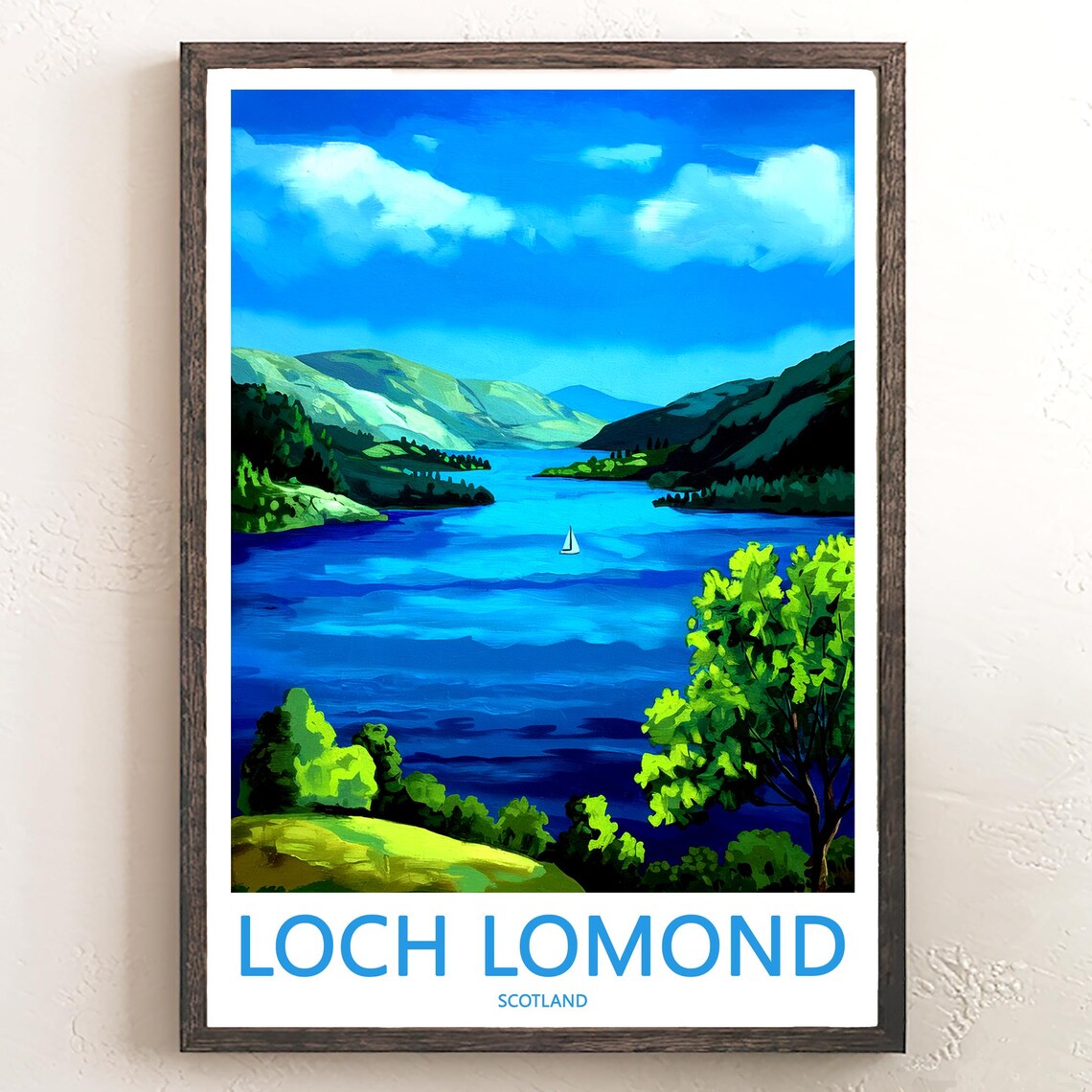 Loch Lomond Scotland Sailboat Blue Lake Hills Vista View Poster