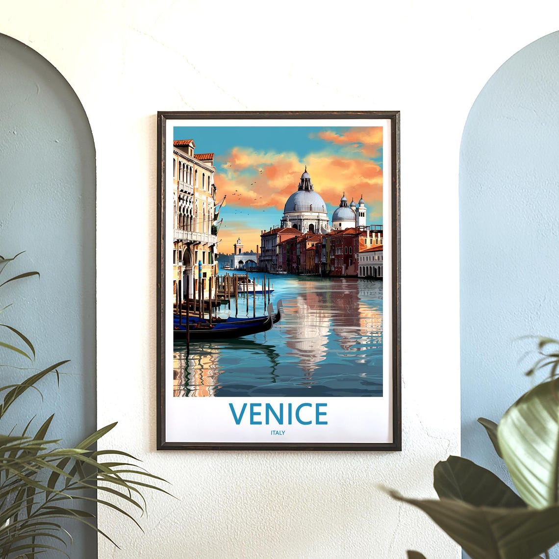 Venice Italy Sunset Salute Domes Over Grand Canal Glow Poster - Image 3