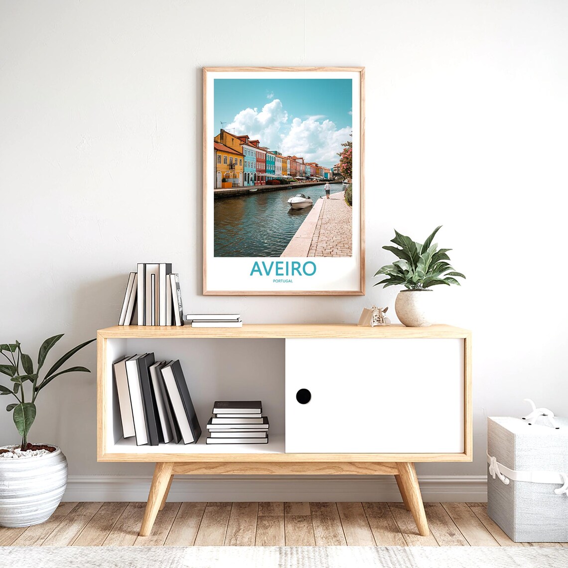 Aveiro Portugal Sunny Canal Colorful Row Houses Travel Poster - Image 2