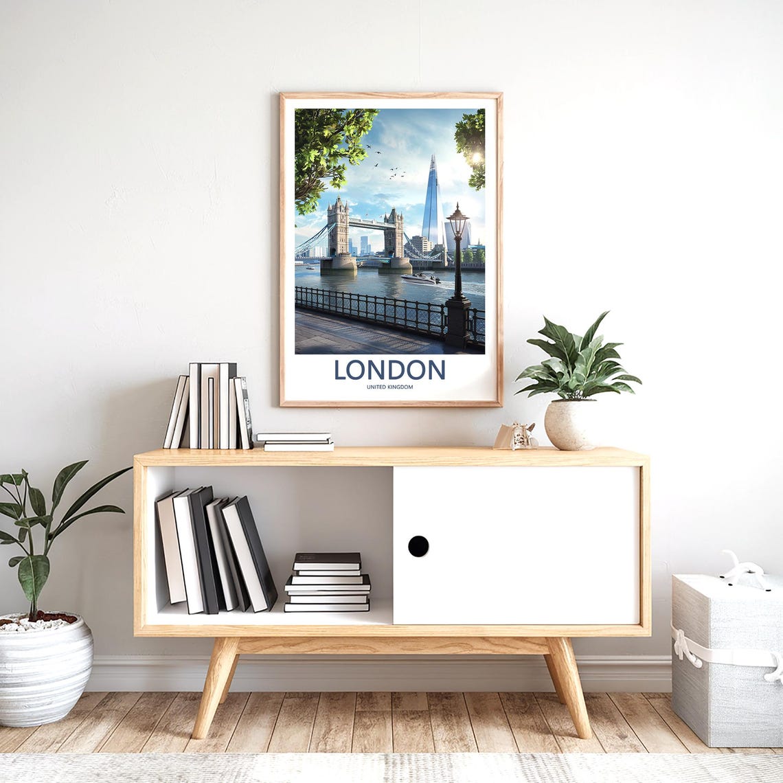 Tower Bridge and The Shard on a Sunny Riverside Travel Poster - Image 2