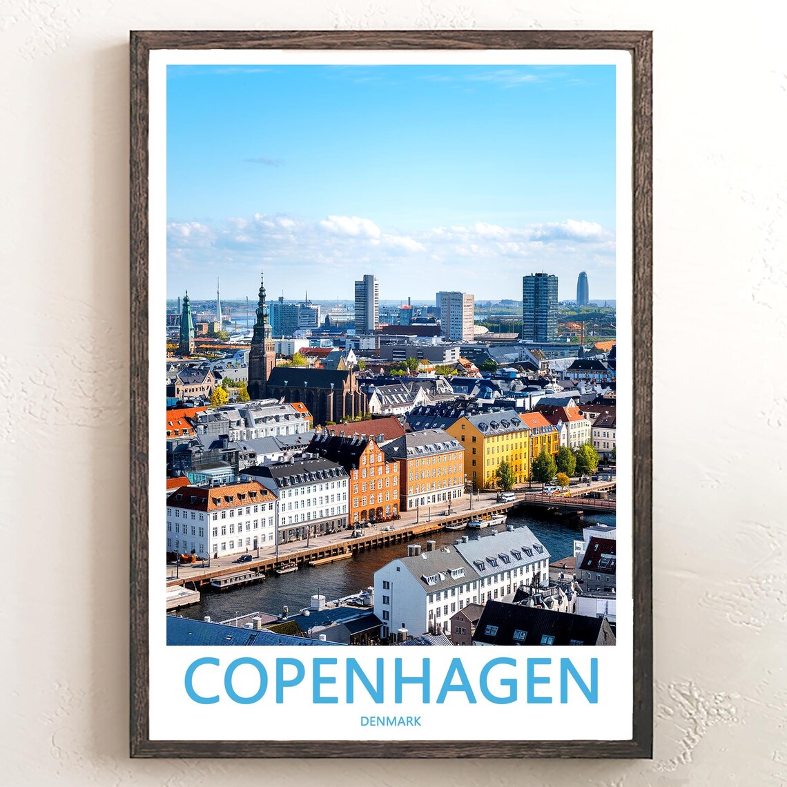 Copenhagen Aerial View Harbor Modern Skyline Denmark Travel Poster
