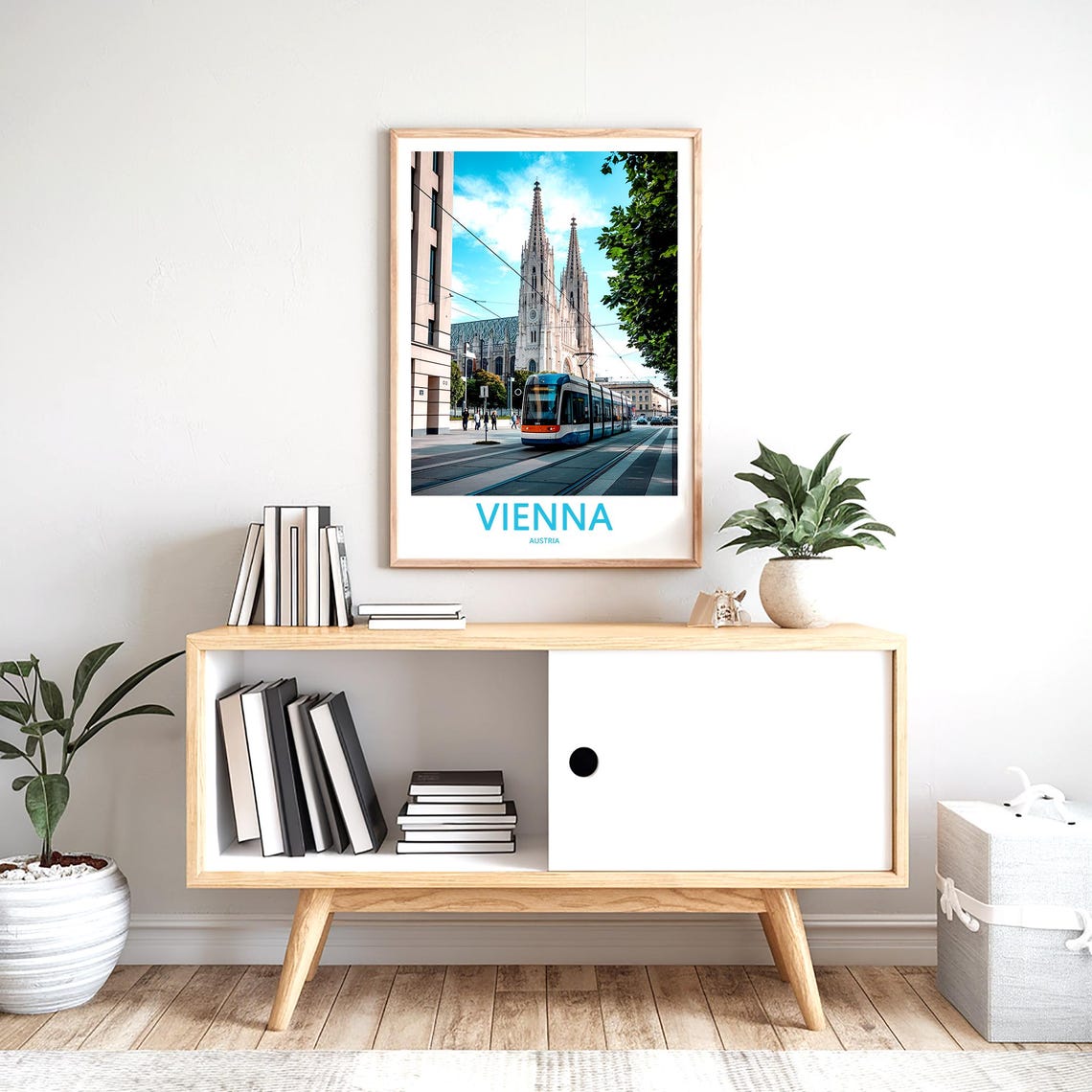 Vienna Austria Tram Passing Gothic Church Towers Photo Poster - Image 2